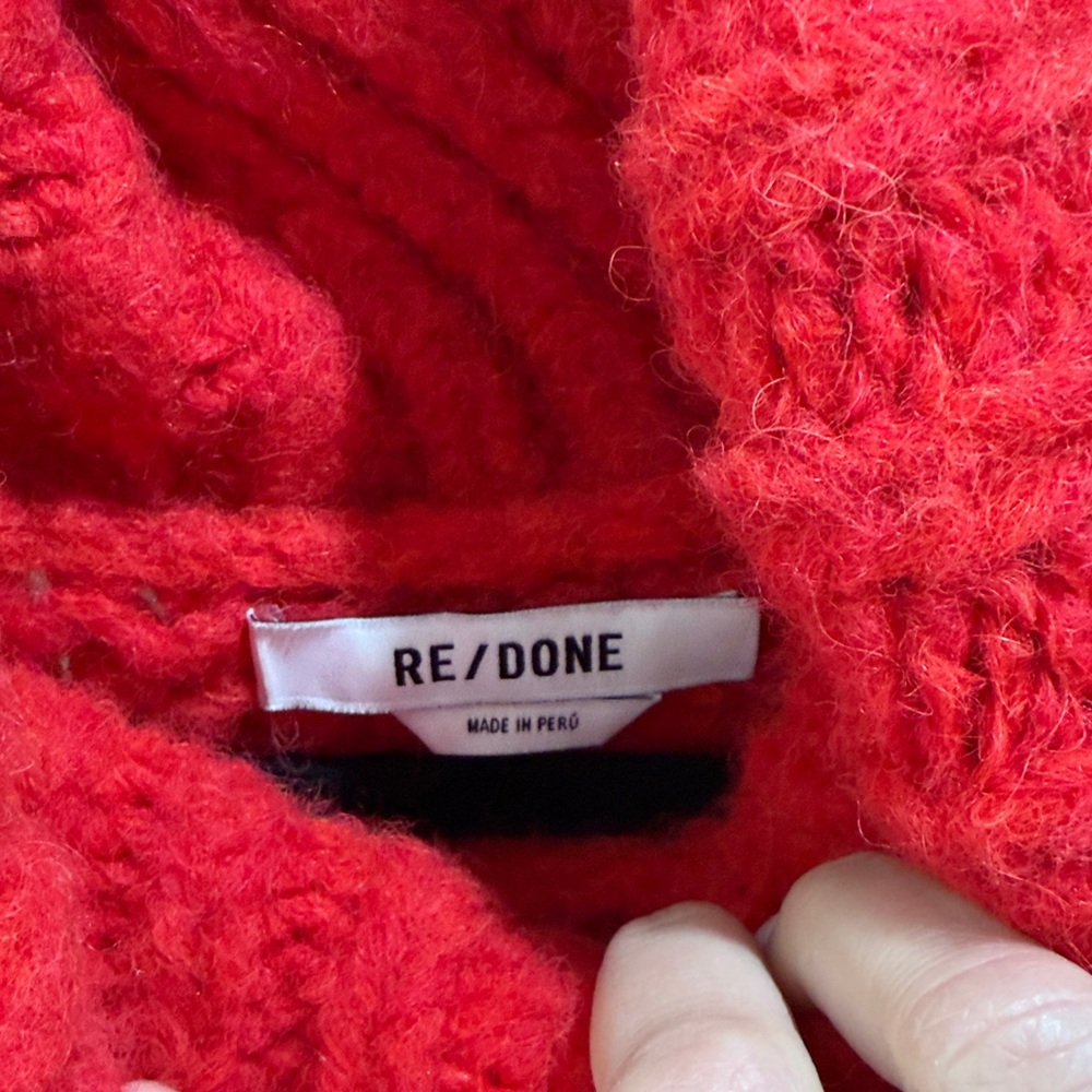 Re/Done Red alpaca Turtleneck Sweater - Picture 2 of 3